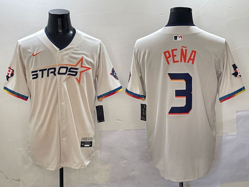 Men Houston Astros #3 Pena Cream Fourth generation Joint Name 2025 Nike MLB Jersey style 415
